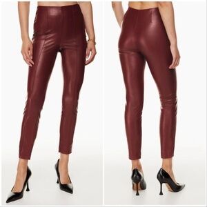 Babaton Aritzia Frida Pants Sz 6 Vegan Leather Red Stretch Ankle